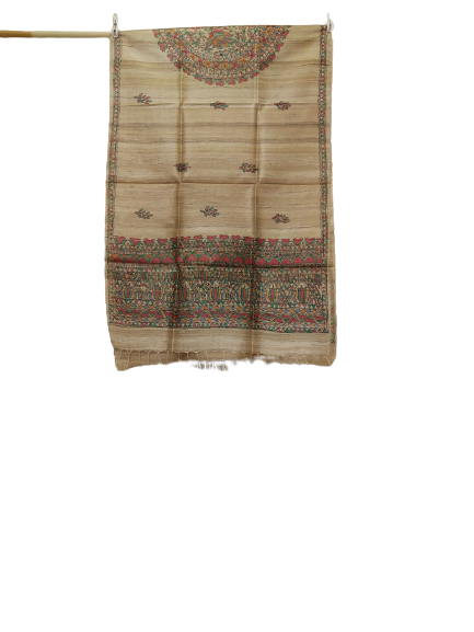 Tussar silk hand kalamkari paint dupatta SILK ZONE