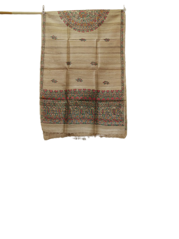 Tussar silk hand kalamkari paint dupatta SILK ZONE