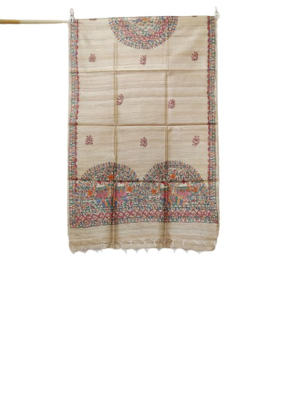 Tussar silk hand kalamkari paint dupatta SILK ZONE