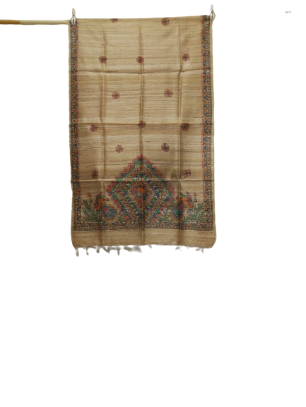 Tussar silk hand kalamkari paint dupatta SILK ZONE