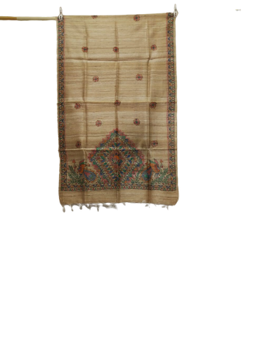 Tussar silk hand kalamkari paint dupatta SILK ZONE