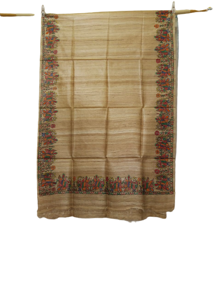 Tussar silk hand kalamkari paint dupatta SILK ZONE