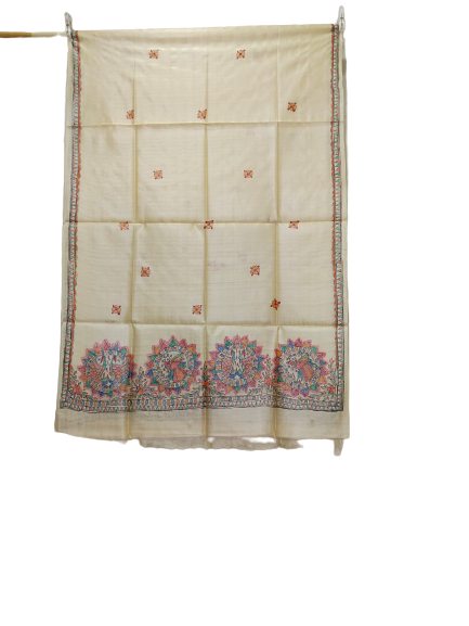 Tussar silk hand kalamkari paint dupatta SILK ZONE