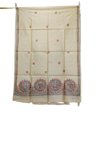 Tussar silk hand kalamkari paint dupatta SILK ZONE