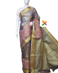 Pure Linen Tissue Saree Witj Embroidery SILK ZONE