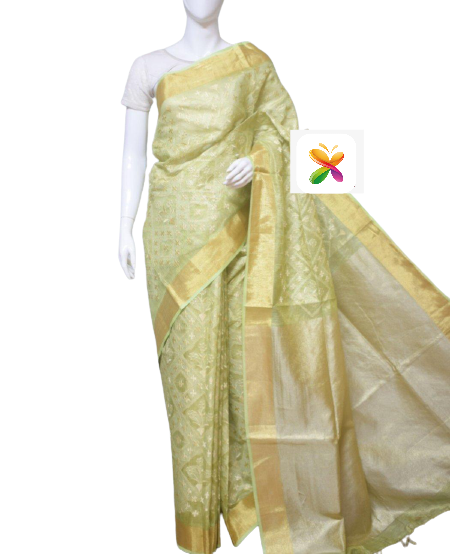 Pure Linen Tissue Saree With Embroidery SILK ZONE