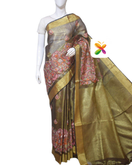 Pure Linen Tissue Saree With Embroidery SILK ZONE