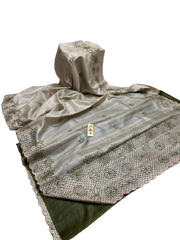 Pure tussar cutwork design embroidery silk saree SILK ZONE