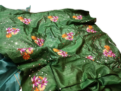 Pure tussar cutwork design embroidery silk saree SILK ZONE