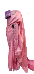 Pure tussar cutwork design embroidery silk saree SILK ZONE