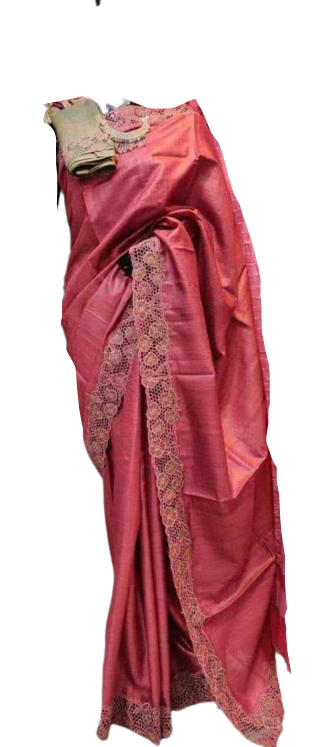 Pure tussar cutwork design embroidery silk saree SILK ZONE