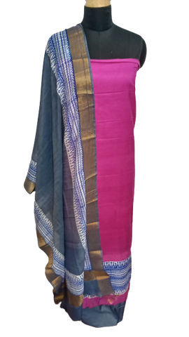 Semi-Tussar printed suit SILK ZONE