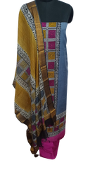 Semi-Tussar printed suit SILK ZONE