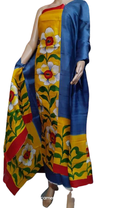 Tussar silk hand print suit SILK ZON