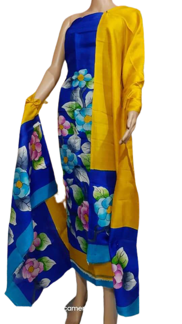 Tussar silk hand print suit silk ZONE