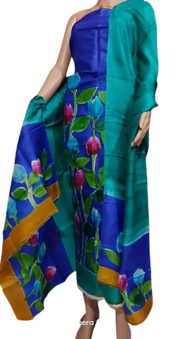 Tussar silk hand print suit SILK ZON