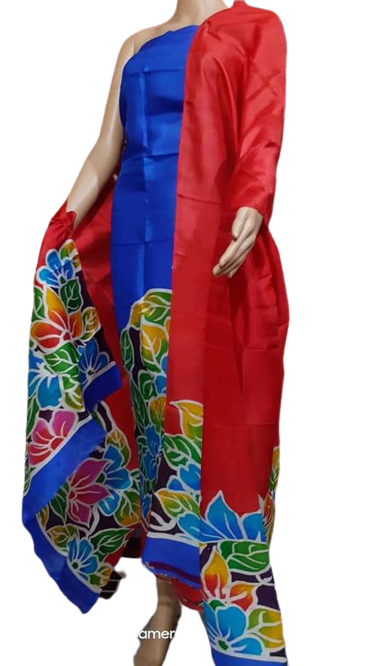 Tussar silk hand print suit SILK ZONE