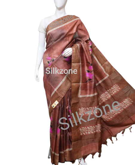 Pure Tussar Silk print saree