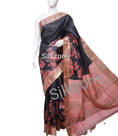 Pure Tussar Silk print saree