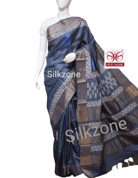 Pure Tussar Silk print saree