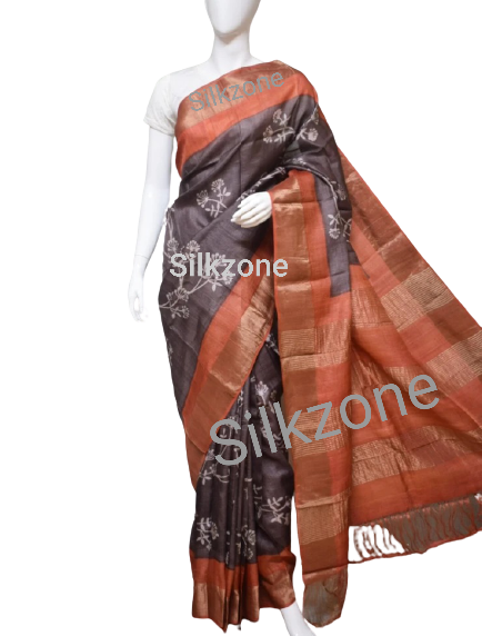 Pure Tussar Silk print saree