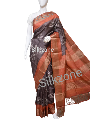 Pure Tussar Silk print saree