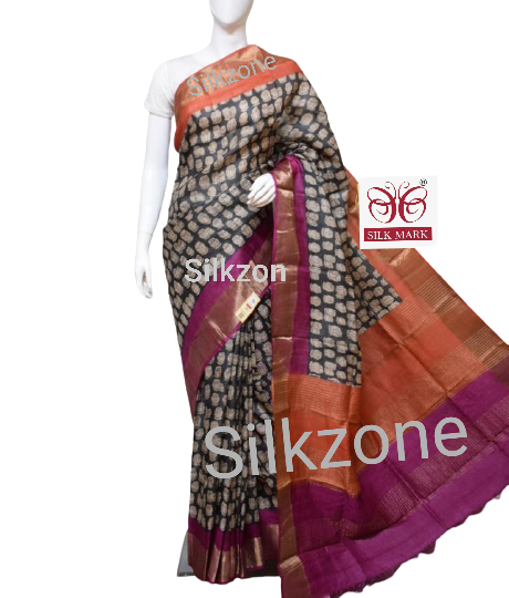 Pure Tussar Silk print saree