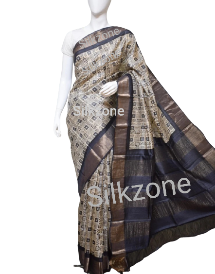 Pure Tussar Silk print saree