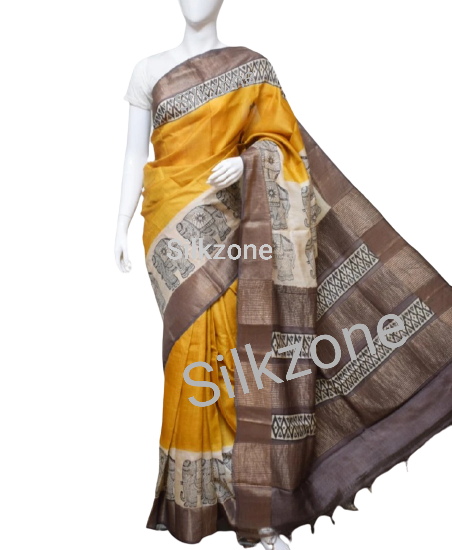 Pure Tussar Silk print saree