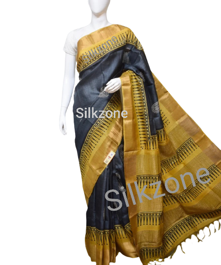 Pure Tussar Silk print saree