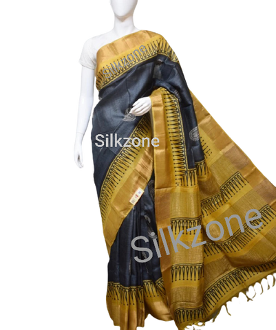 Pure Tussar Silk print saree