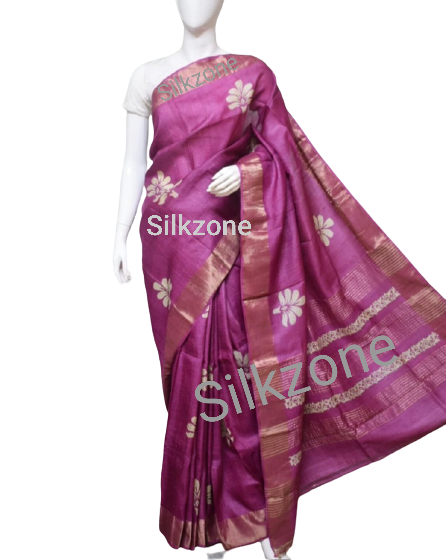 Pure Tussar Silk print saree