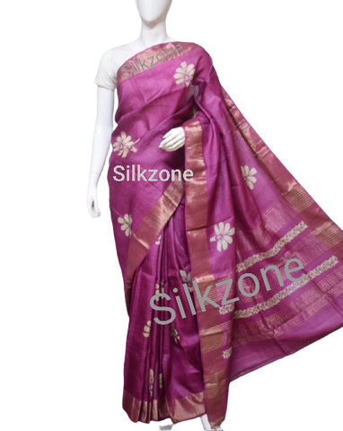 Pure Tussar Silk print saree