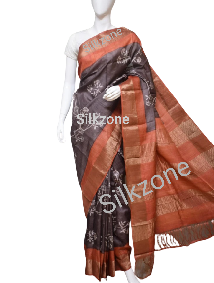 Pure Tussar Silk print saree