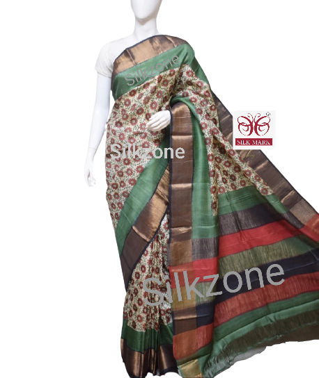 Pure Tussar Silk print saree