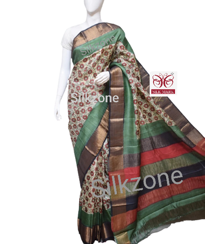 Pure Tussar Silk print saree