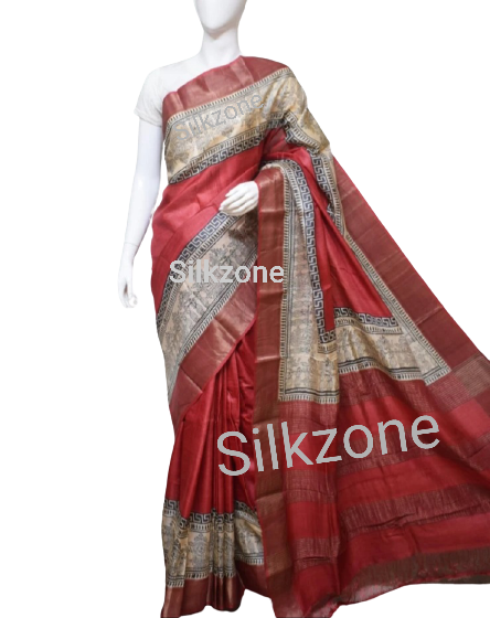 Pure Tussar Silk print saree