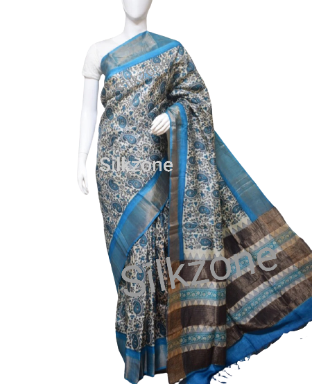 Pure Tussar Silk print saree
