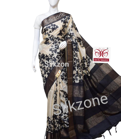 Pure Tussar Silk print saree