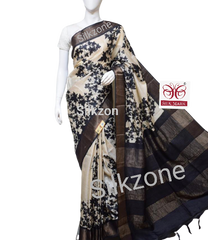 Pure Tussar Silk print saree
