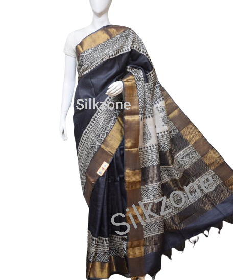 Pure Tussar Silk print saree