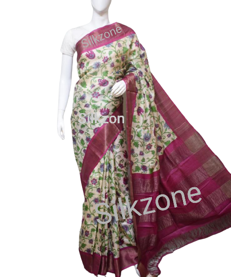 Pure Tussar Silk print saree