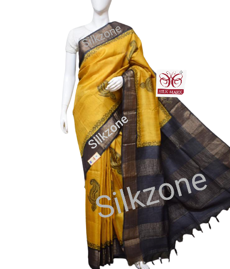 Pure Tussar Silk print saree