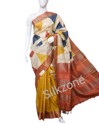Pure Tussar Silk print saree