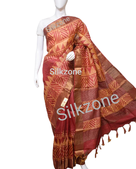 Pure Tussar Silk print saree