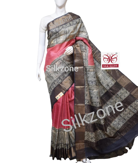 Pure Tussar Silk print saree