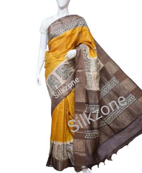 Pure Tussar Silk print saree