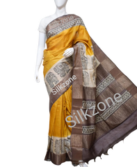 Pure Tussar Silk print saree