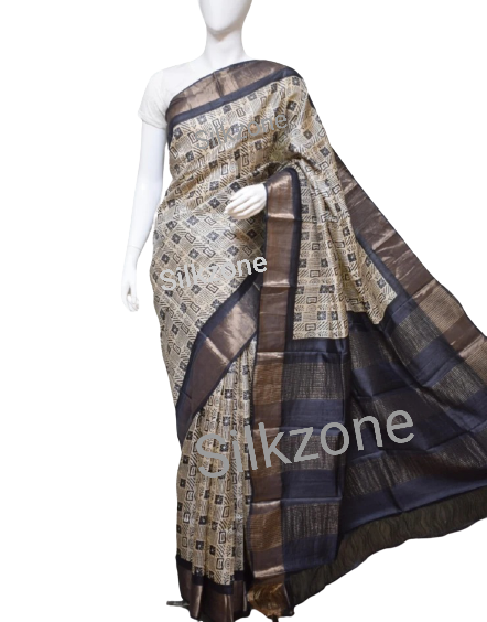 Pure Tussar Silk print saree
