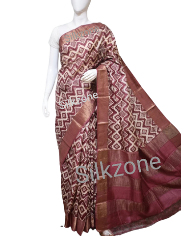 Pure Tussar Silk print saree